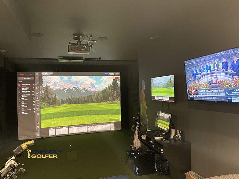 hitting strip insert in golf simulator floor