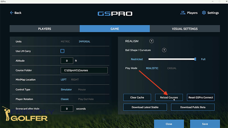 reload gspro courses