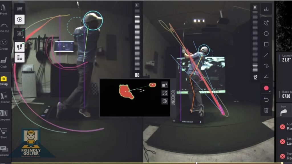 View with ai trainer, swing optix, and pressure mat